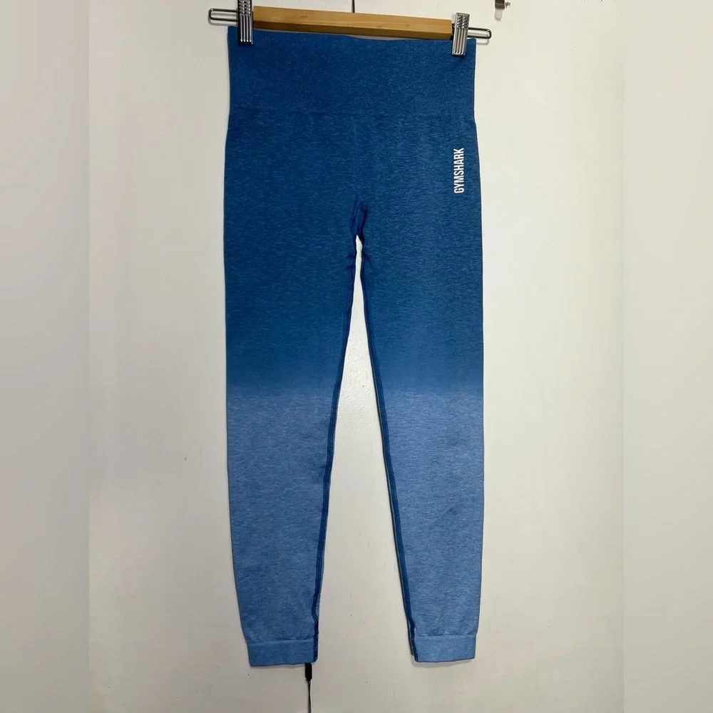 NWT Gymshark Adapt Ombre Seamless Set - Powder Blue Marl/Luna Blue - Size S - Picture 11 of 16